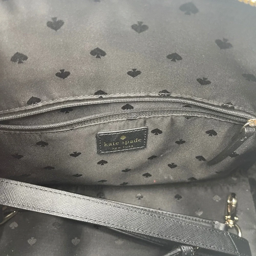 Kate Spade‎ Black Leather Satchel Handbag Purse With Crossbody Strap